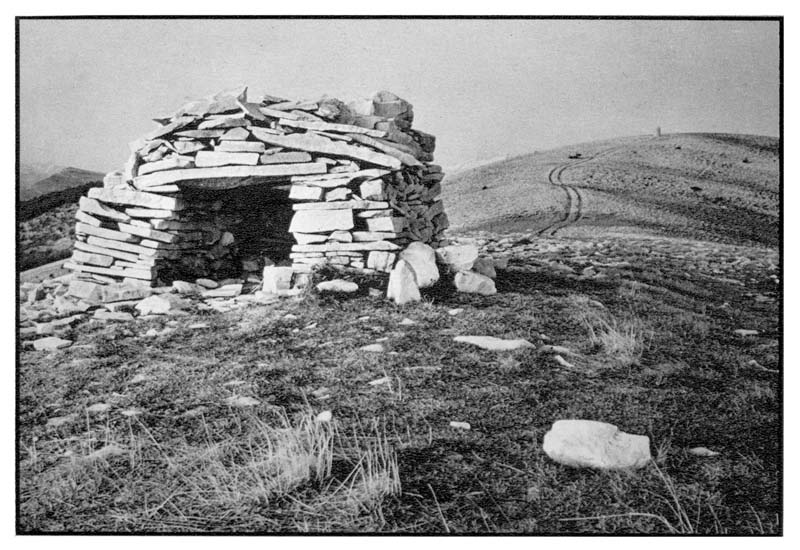 Abri du berger Bernard sur montagne de Lure. Carte postale de Pierre Ricou, 1983.